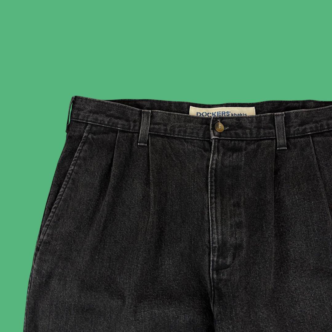 90s Dockers 2タック ブラックデニムスラックス W34 Levi's