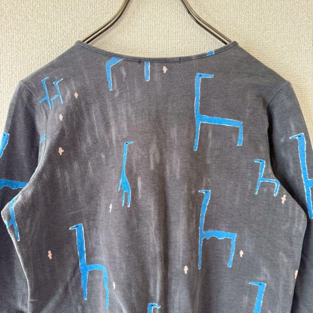 【ミナペルホネン】長袖　カットソー　動物柄　綿　グレー　サイズ38