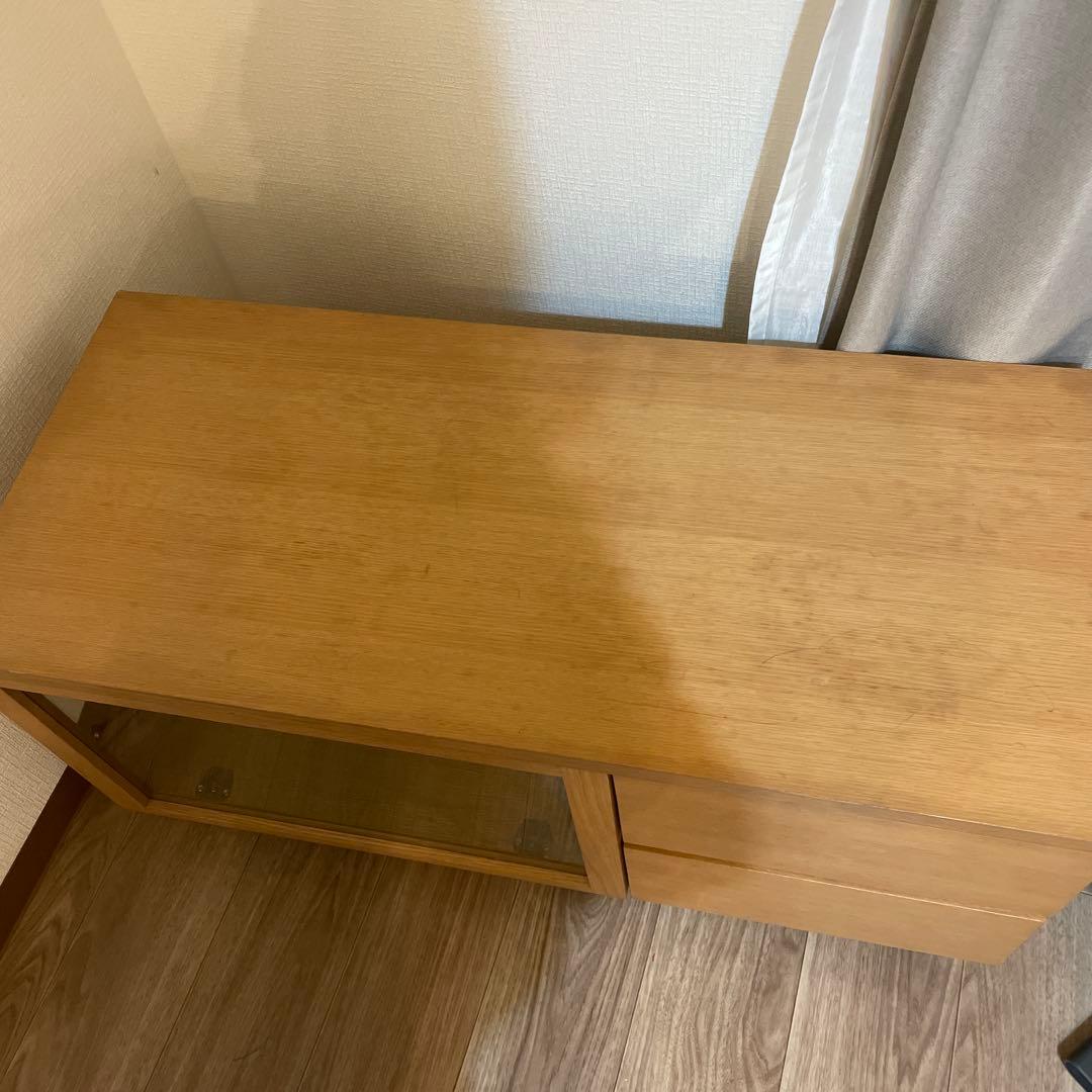 音*人様 無印良品 ナチュラルウッド テレビ台 ガラス扉付き　使用感あり