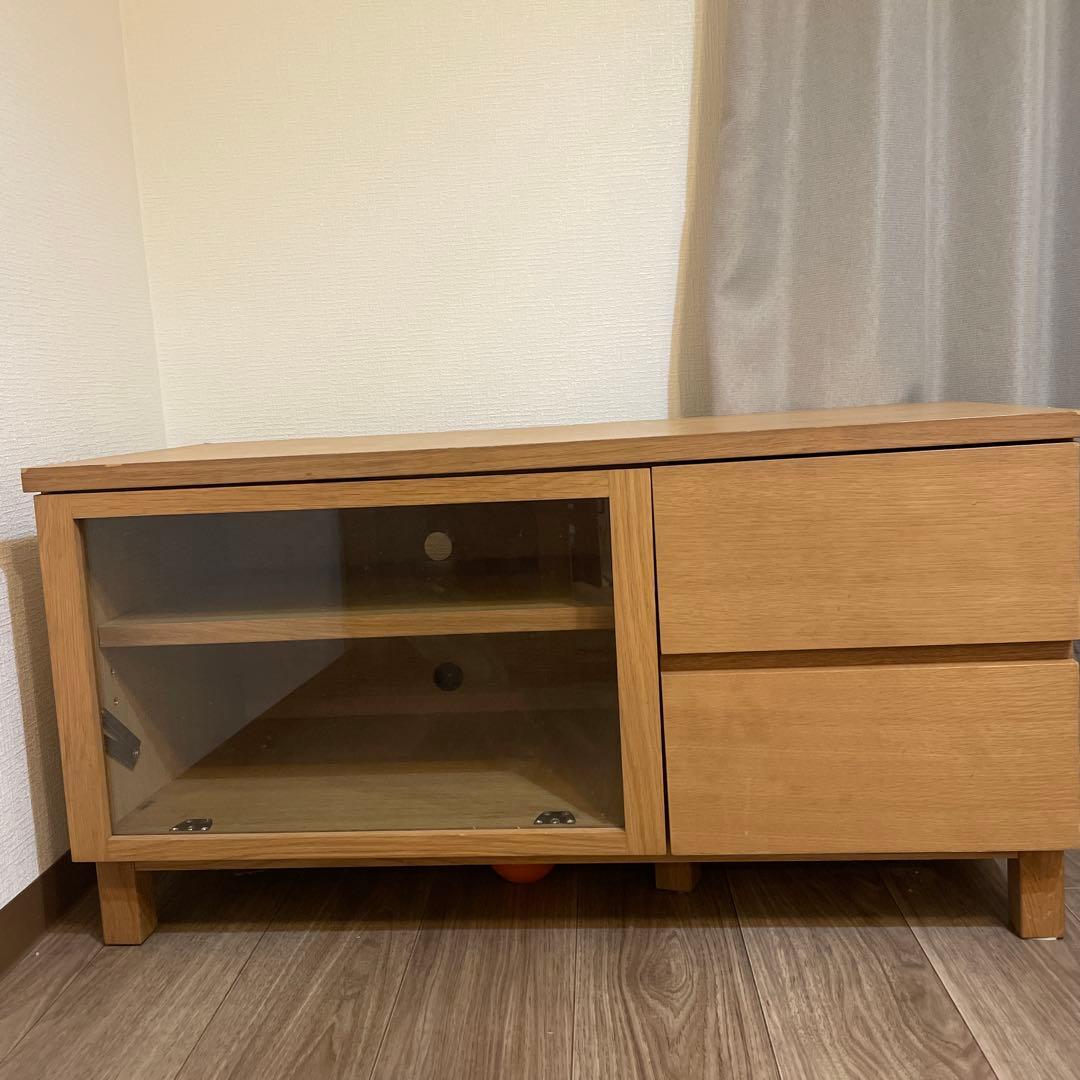音*人様 無印良品 ナチュラルウッド テレビ台 ガラス扉付き　使用感あり