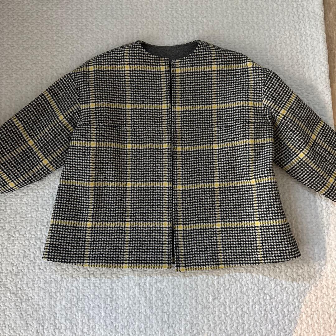 アンプレガント　ノーカラーコート　ショートコート