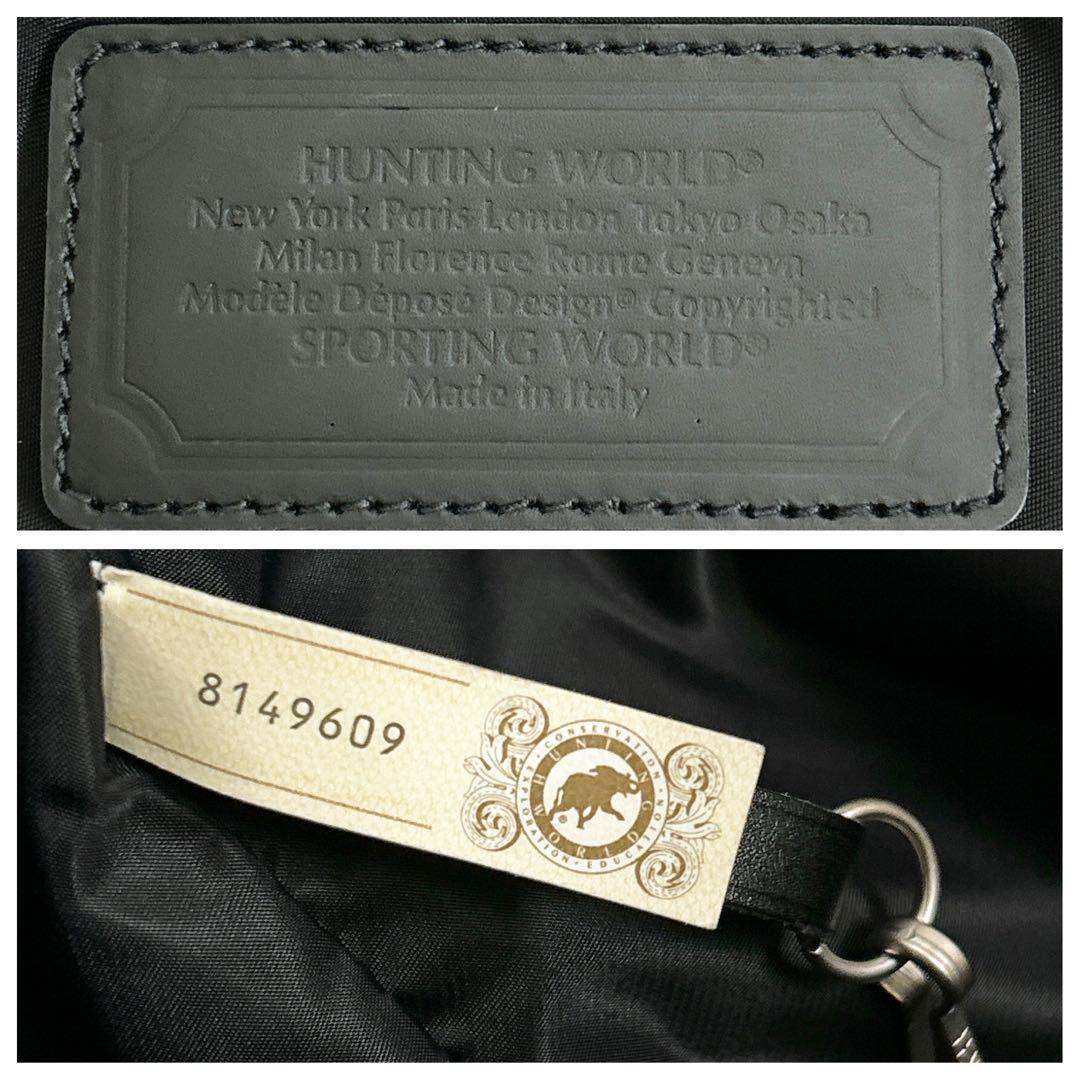《美品》 HUNTING WORLD 大容量 2way ボストンバッグ ロゴ 黒