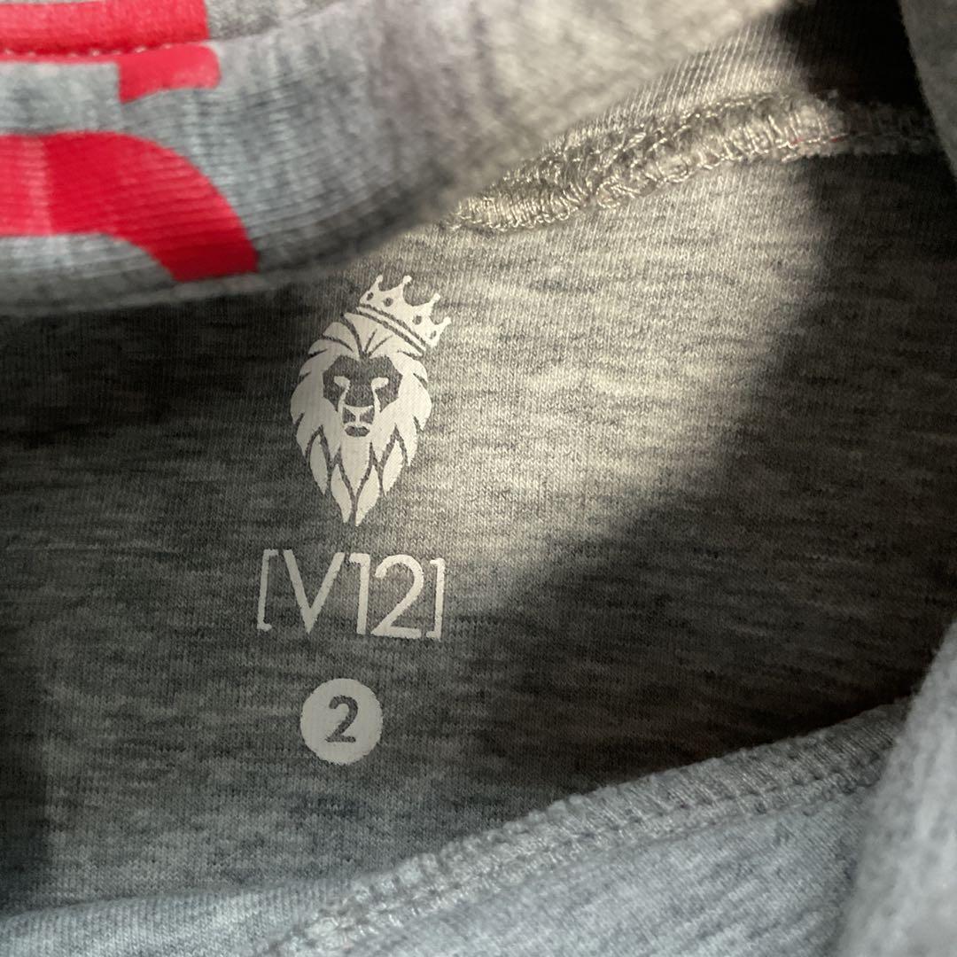 V12最新ロゴパーカー⭐︎バックロゴレディース2 グレー&オレンジ