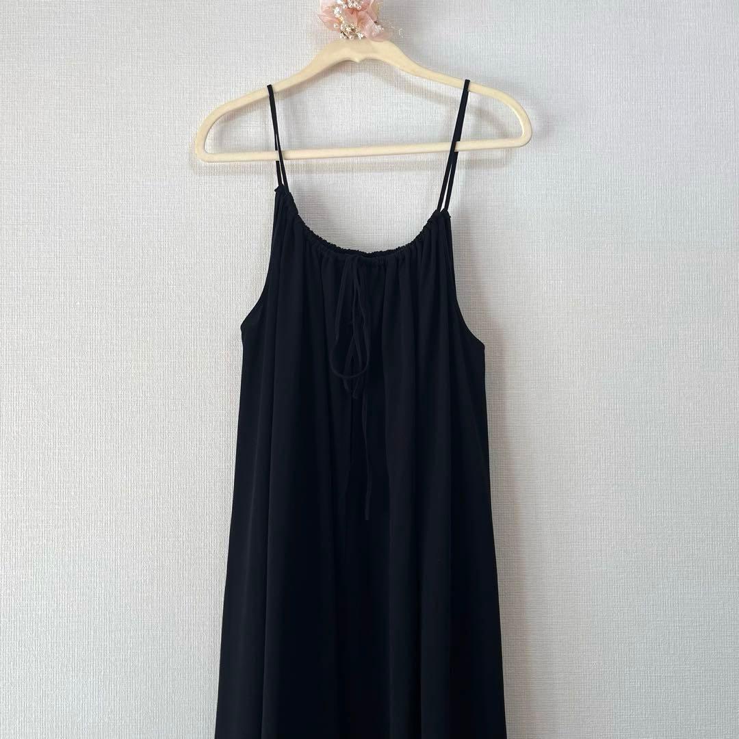週末値下げ❣️CABaN【美品】キュプラジャージー ギャザーキャミワンピ S 黒♦︎