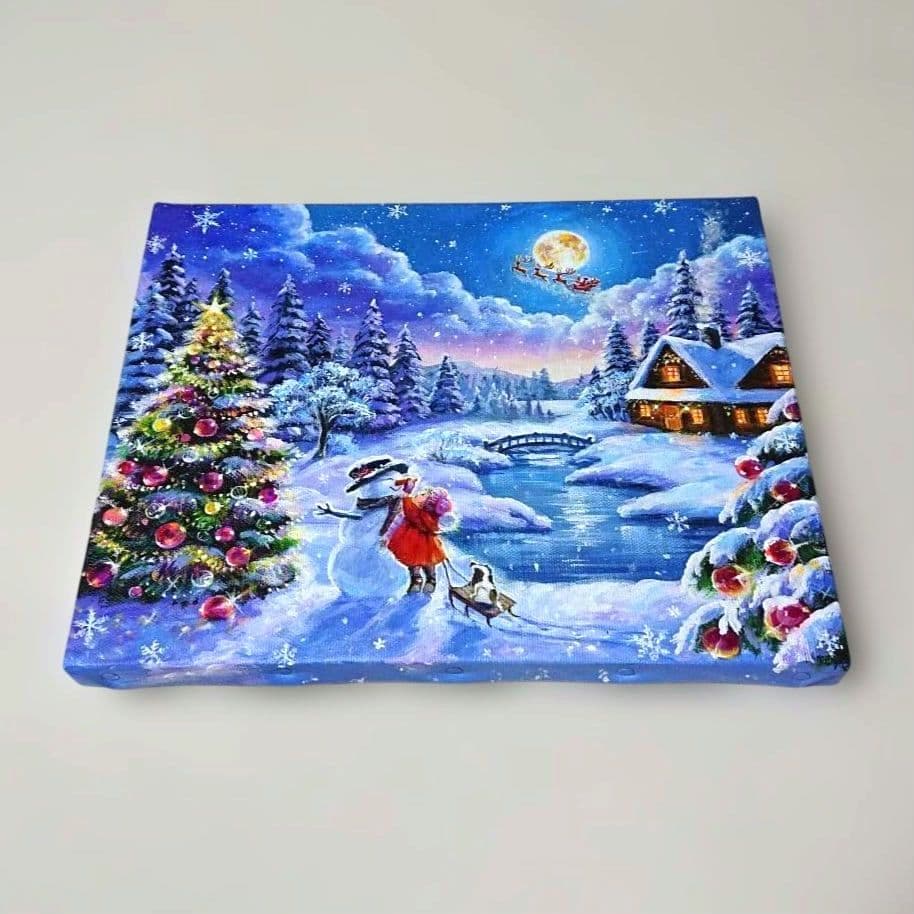 な*は様 【楽しいひととき】アクリル画 F3 風景画 絵画