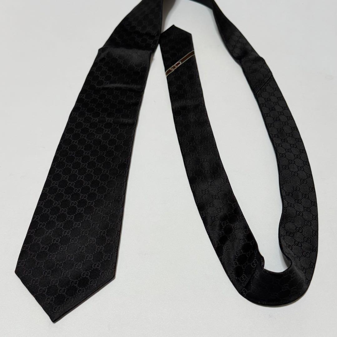GUCCI gg 総柄 ブラック／黒色 ネクタイ 069039