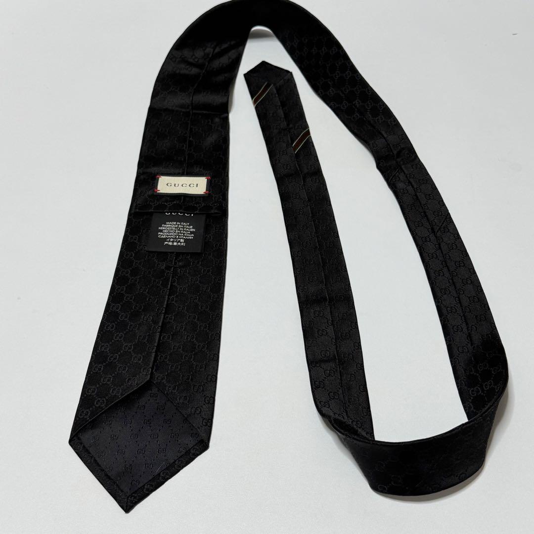 GUCCI gg 総柄 ブラック／黒色 ネクタイ 069039