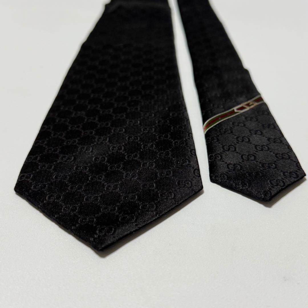 GUCCI gg 総柄 ブラック／黒色 ネクタイ 069039