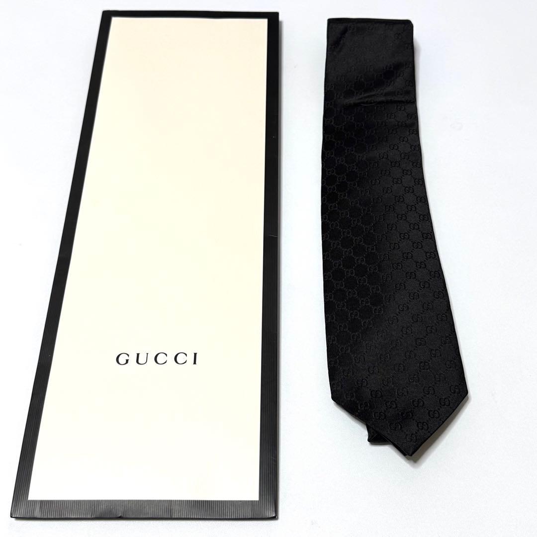 GUCCI gg 総柄 ブラック／黒色 ネクタイ 069039
