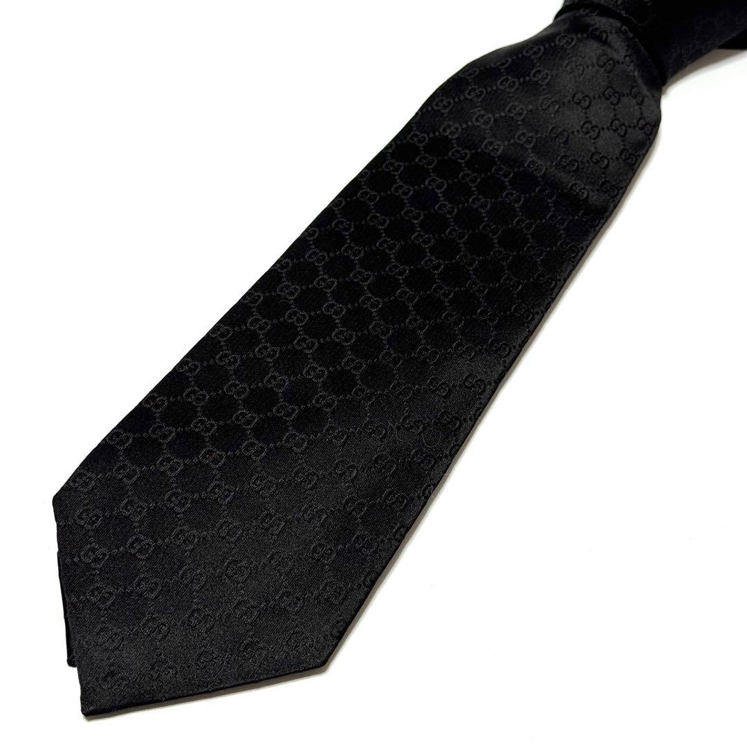 GUCCI gg 総柄 ブラック／黒色 ネクタイ 069039