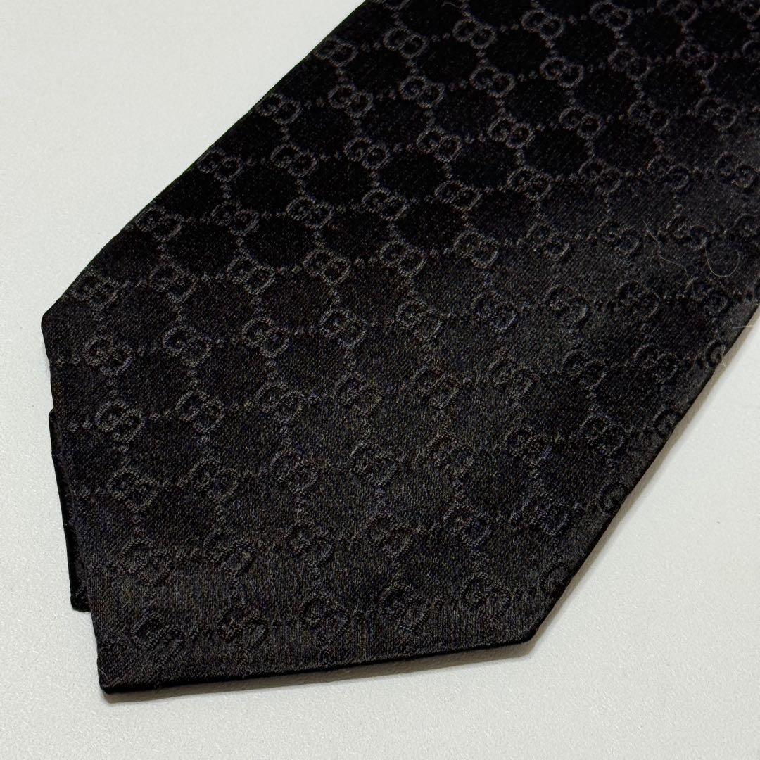 GUCCI gg 総柄 ブラック／黒色 ネクタイ 069039