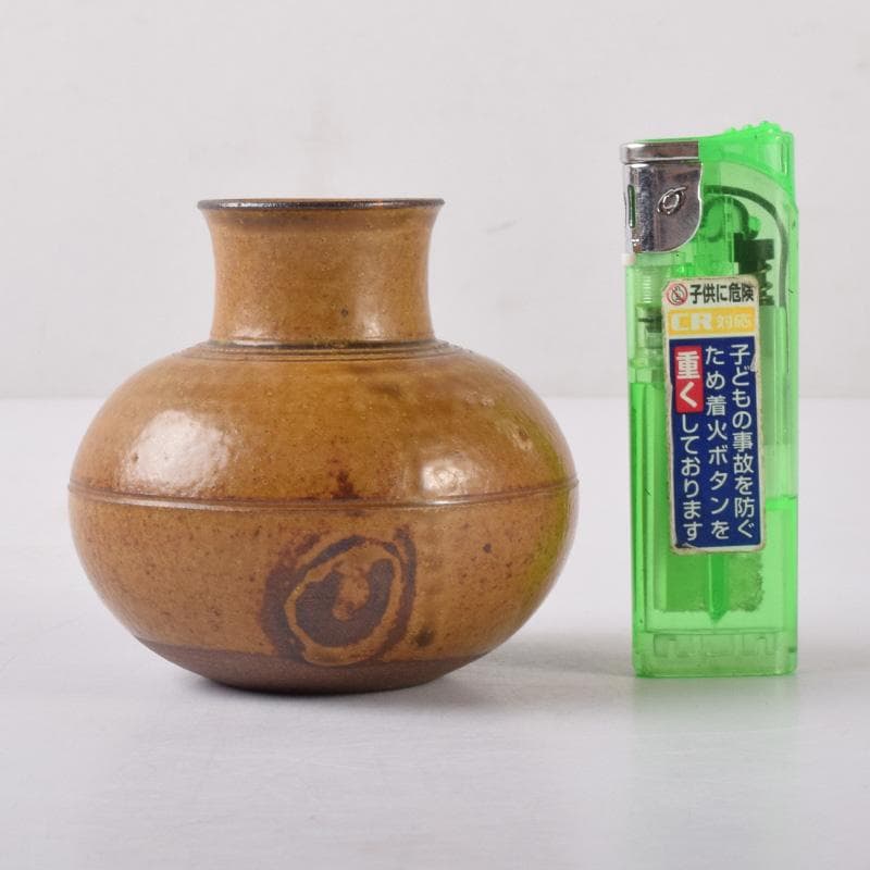 Pinoko平安　笹田有祥作　摸利休丸壷　茶入　仕覆付　共箱　V　7256