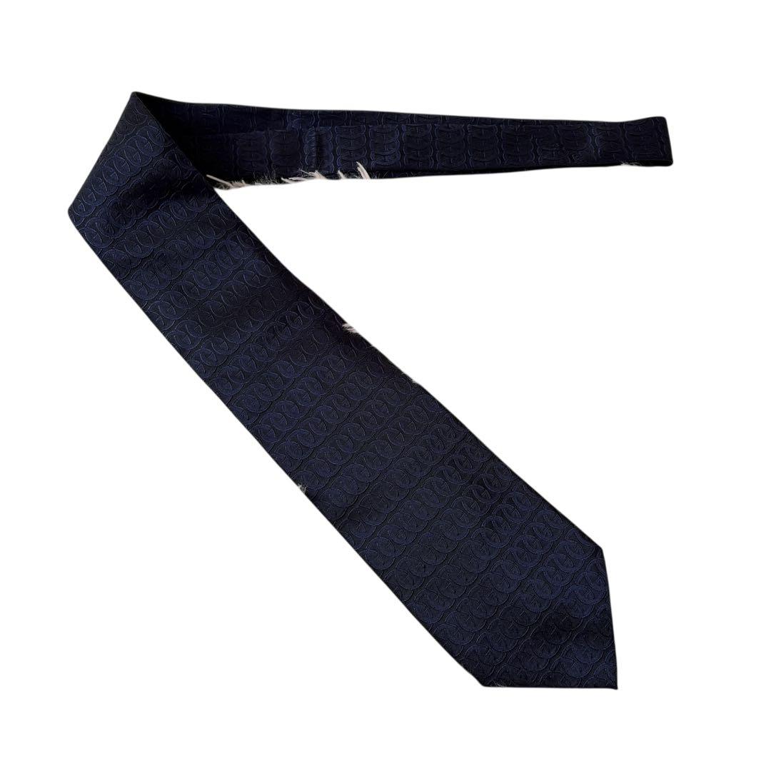 極美品✨GUCCI グッチ ネクタイ ネイビー 総柄 シルク100%通勤ビジネス