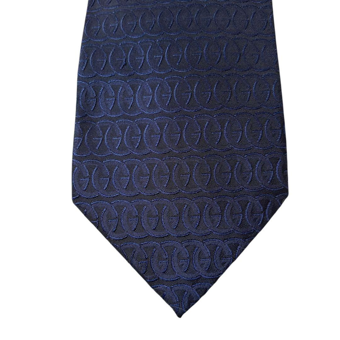 極美品✨GUCCI グッチ ネクタイ ネイビー 総柄 シルク100%通勤ビジネス