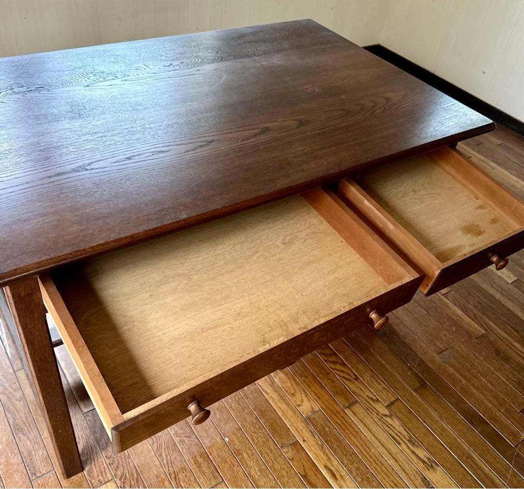 オーク無垢材 片袖書斎デスク 木良久 フランダースの家具やさん 幅117cm