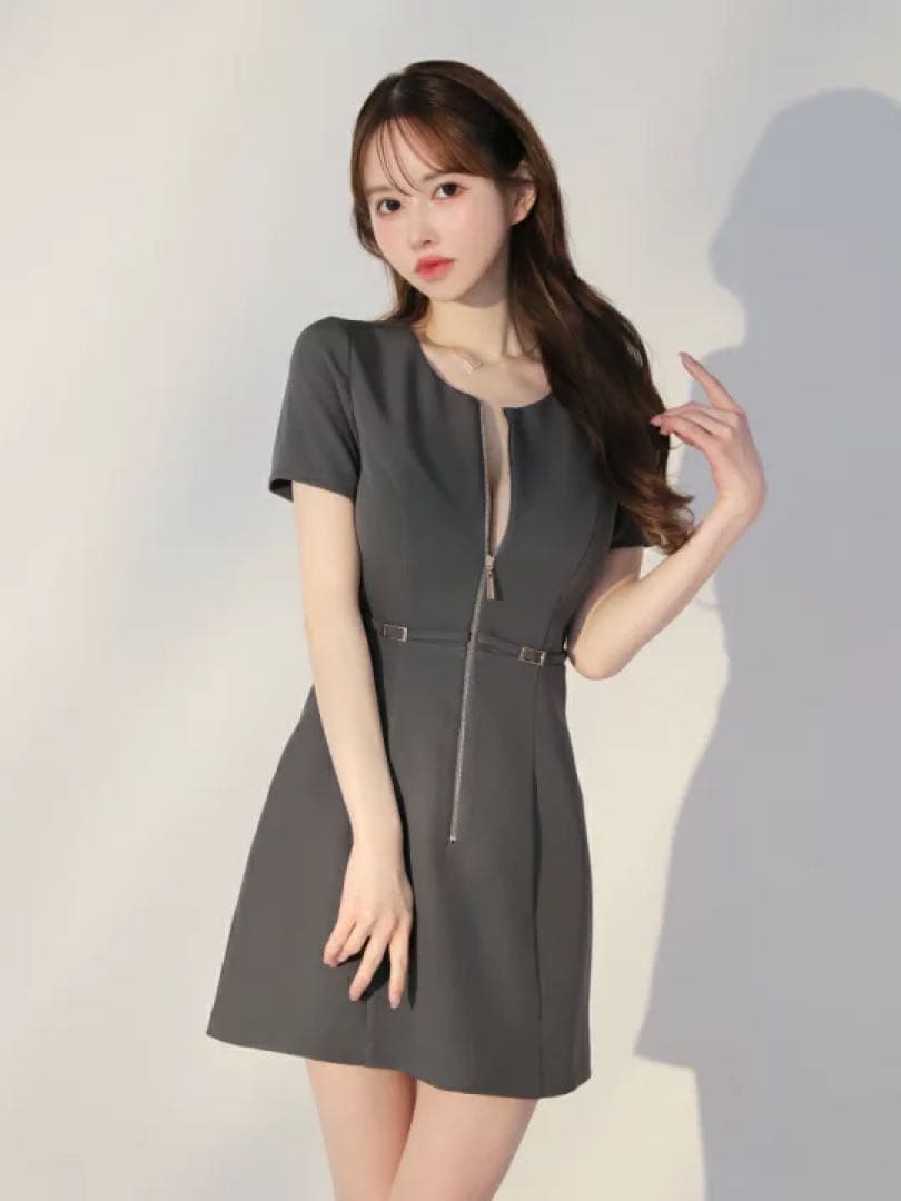 Mグレー　3795 袖　ディア　ローブドフルールグロッシー　キャバドレス