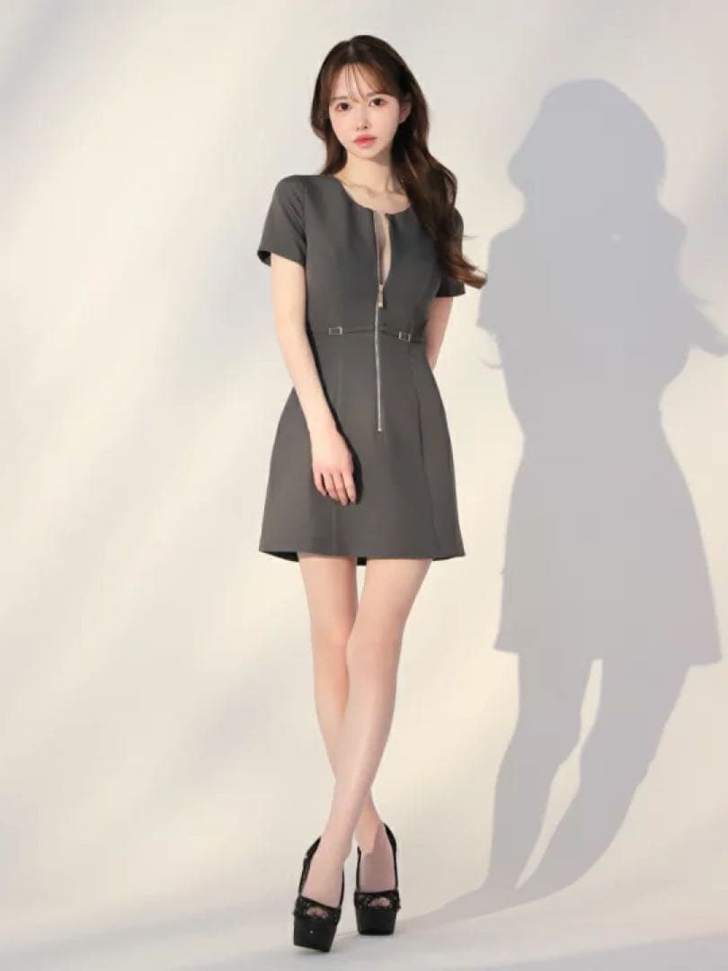 Mグレー　3795 袖　ディア　ローブドフルールグロッシー　キャバドレス