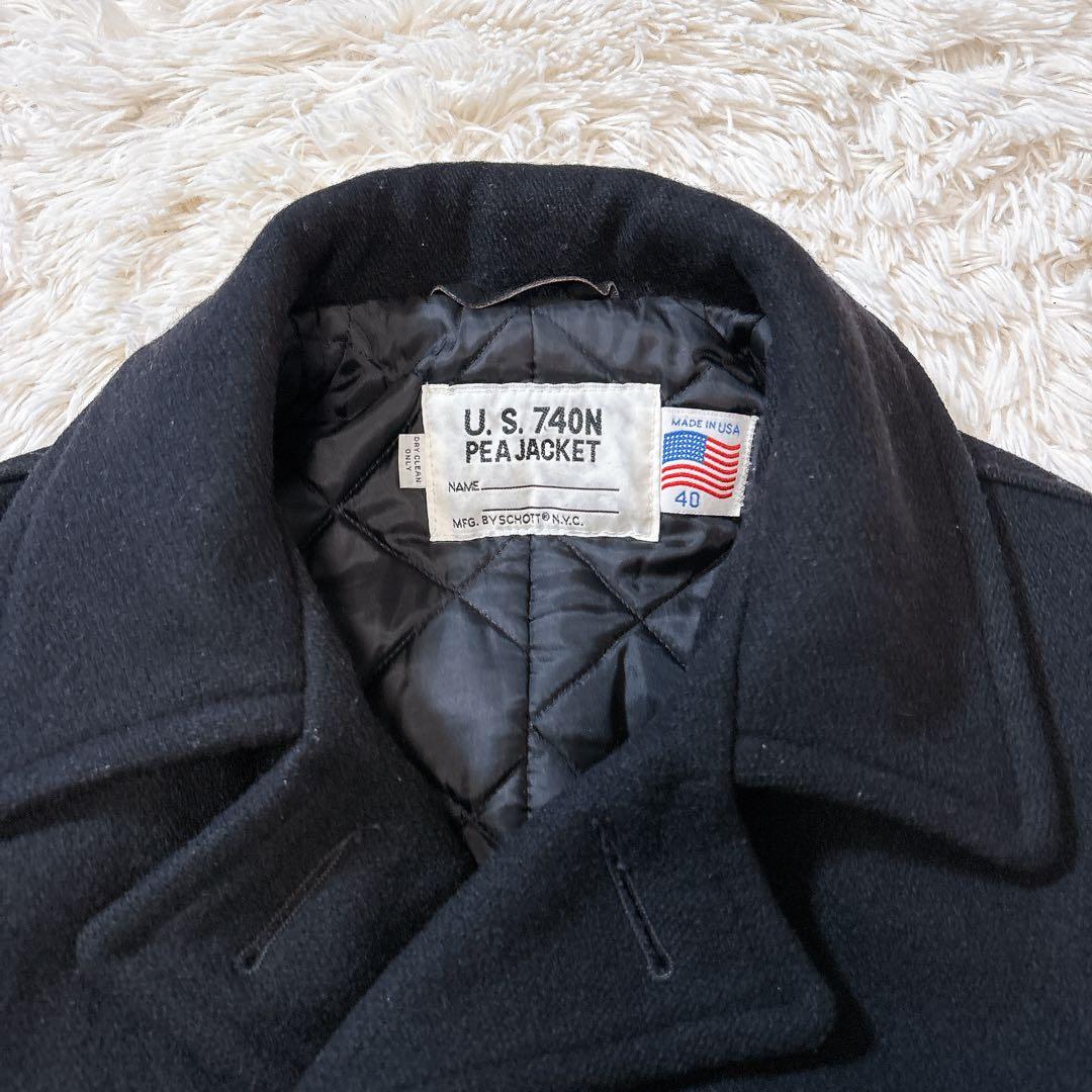 SCHOTT ピーコート キルティング 740N ヴィンテージ 黒USA L