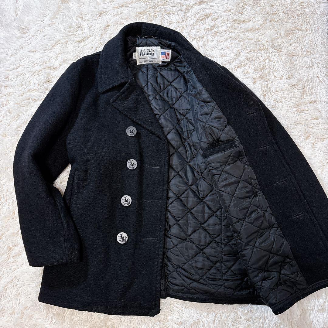 SCHOTT ピーコート キルティング 740N ヴィンテージ 黒USA L