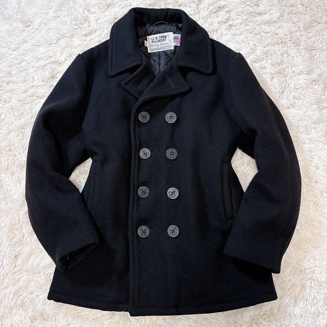 SCHOTT ピーコート キルティング 740N ヴィンテージ 黒USA L
