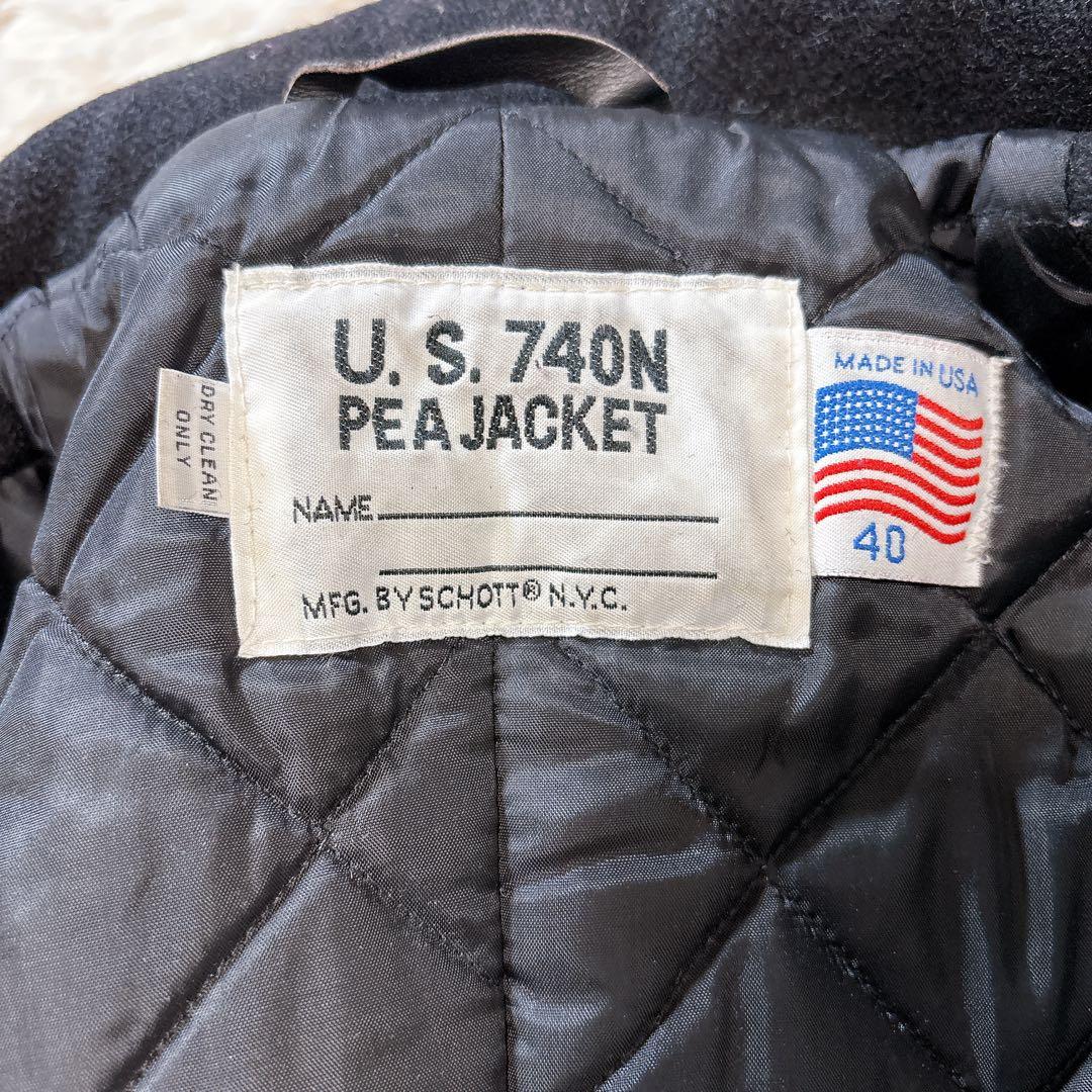 SCHOTT ピーコート キルティング 740N ヴィンテージ 黒USA L