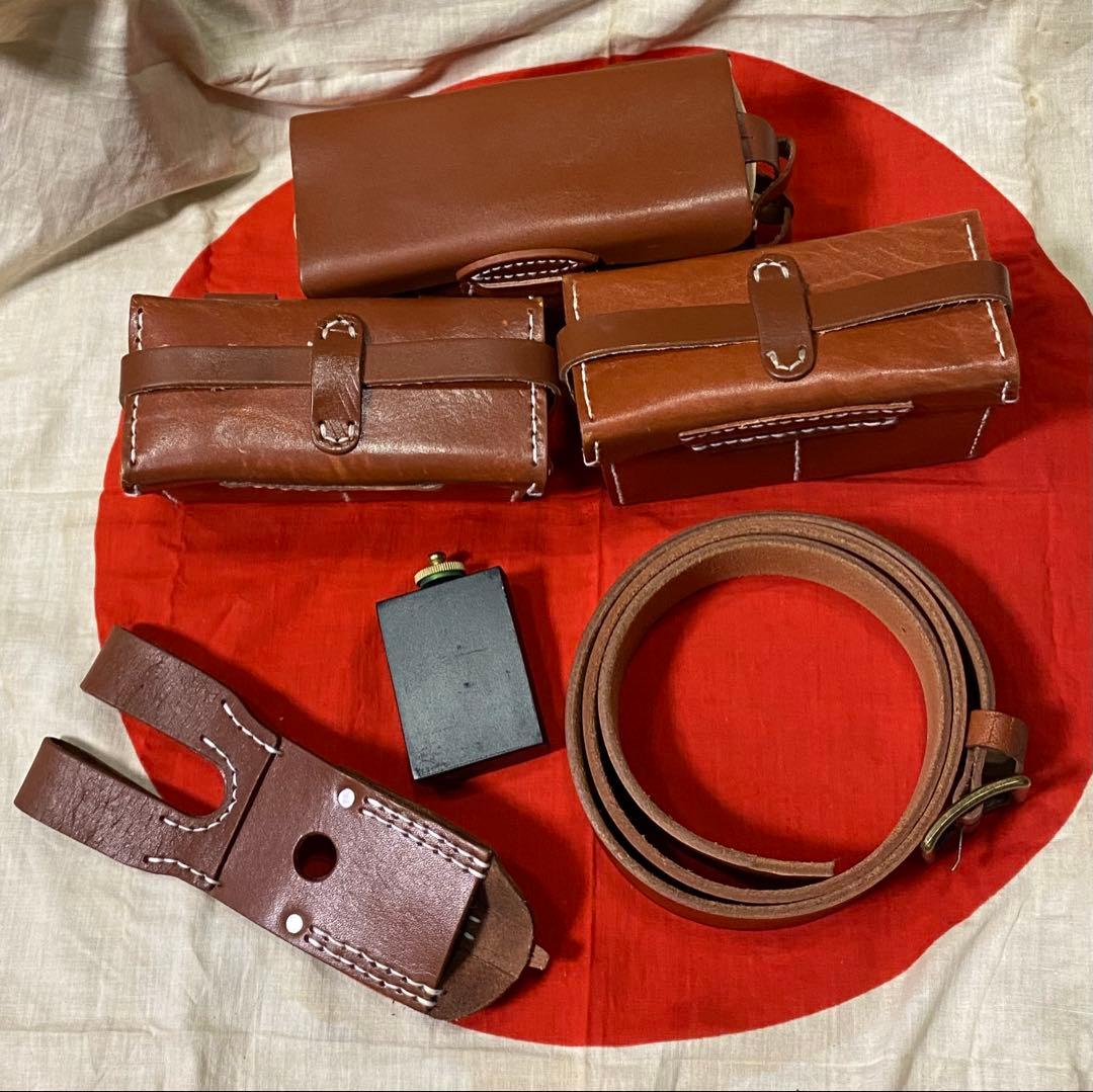 ★オイル缶付き日本陸軍弾薬盒,剣刺,帯革★海軍陸戦隊、兵士個人装備セット　複製品