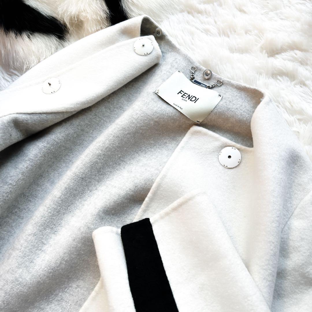 美品　FENDIフェンディ フォックス　ファー　カシミヤ ダブルフェイス　コート