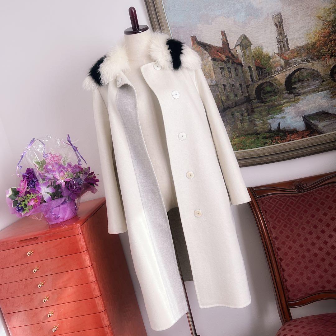 美品　FENDIフェンディ フォックス　ファー　カシミヤ ダブルフェイス　コート