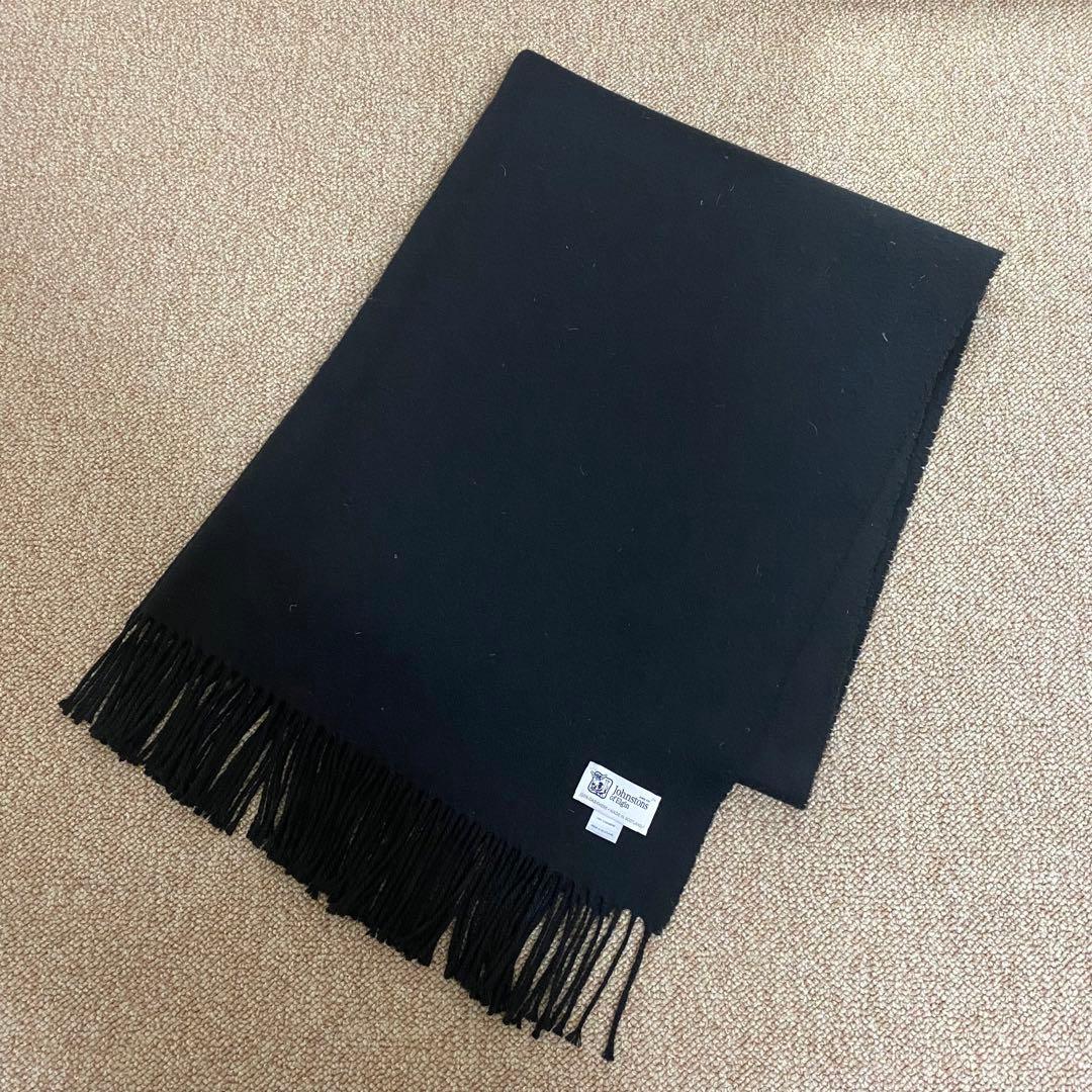 Johnstons of Elgin カシミヤストール 大判 黒