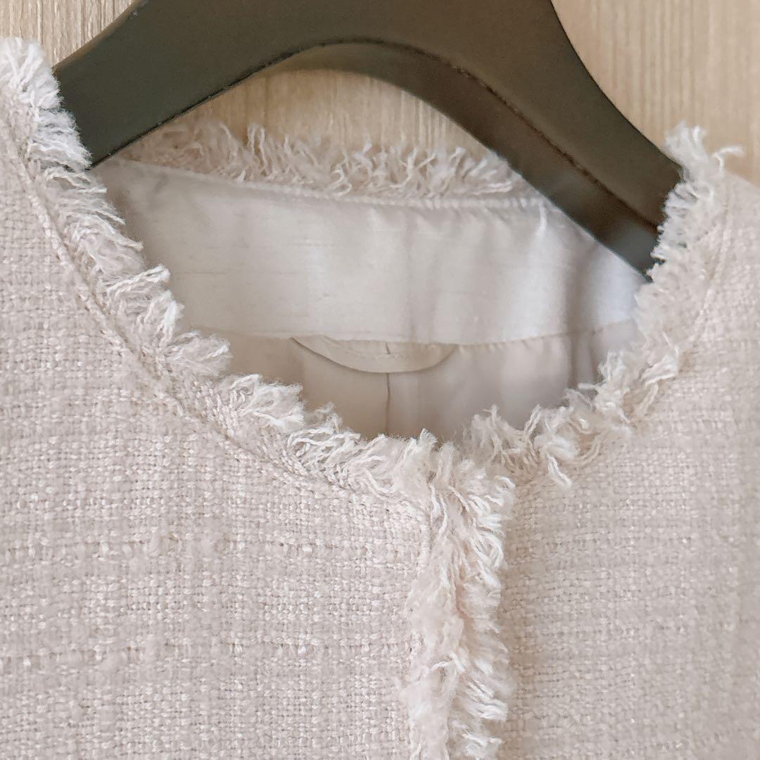 【1214】アナイ　スラブツイードクルージャケット　ピンクベージュ　38