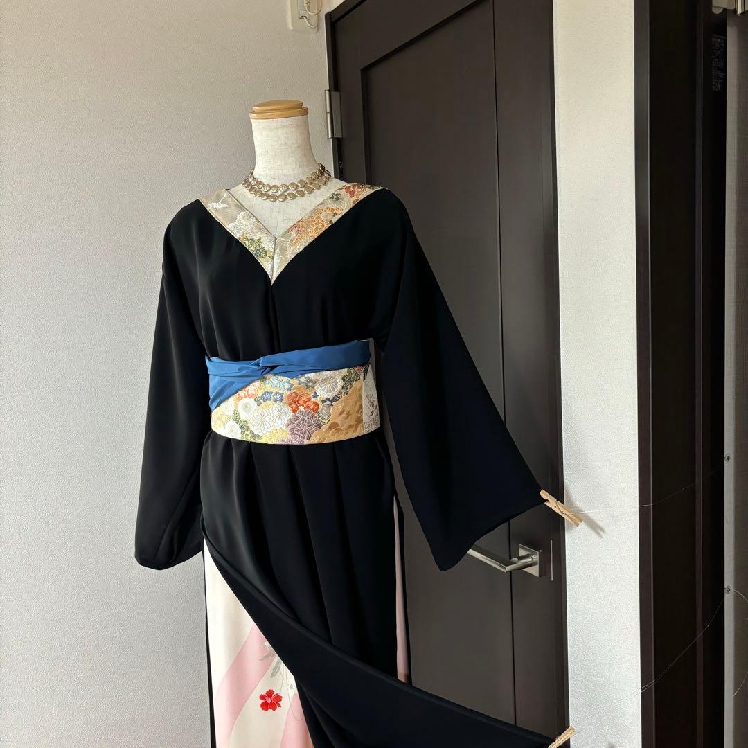 彩　着物リメイク♪華やかな和風アオザイ❣️花柄