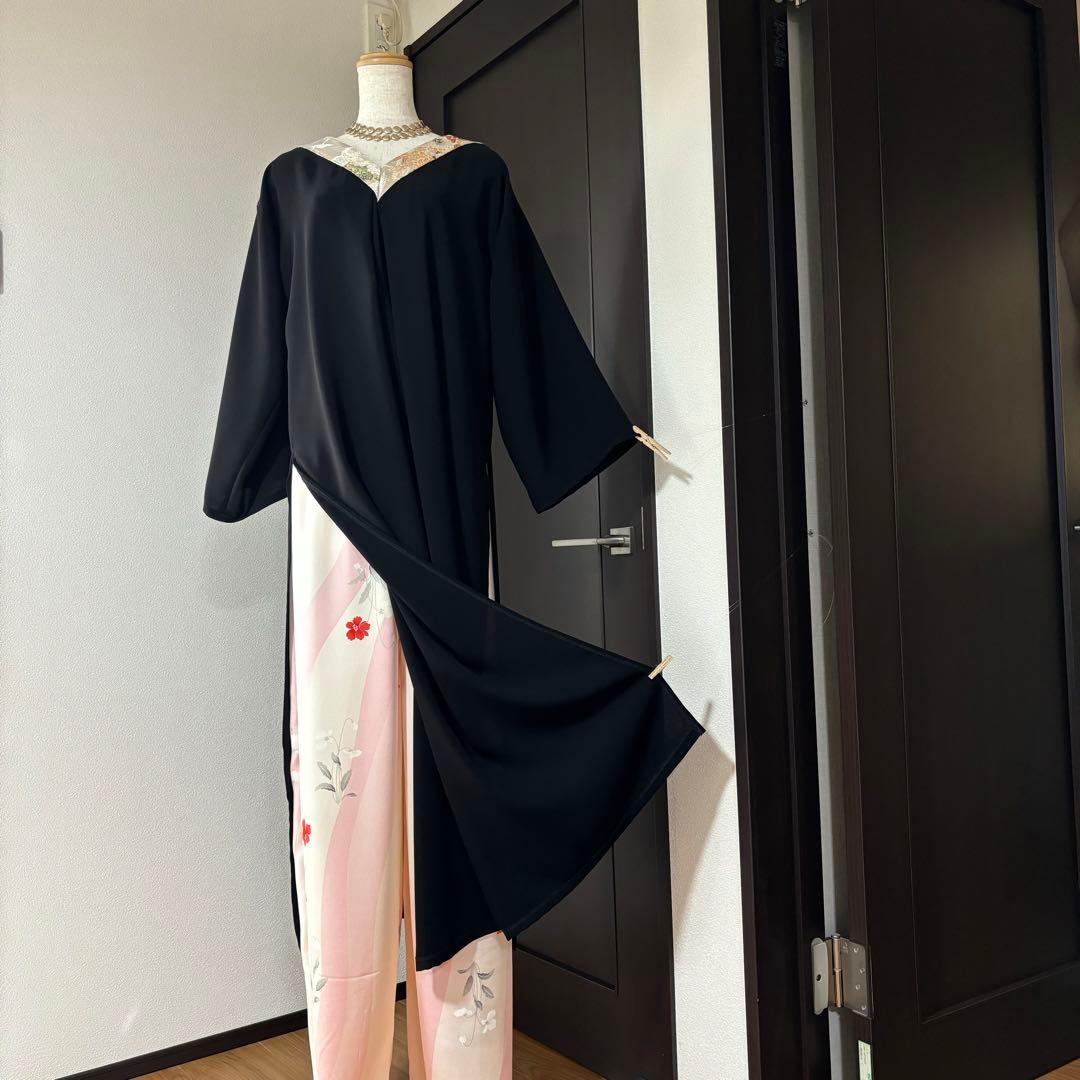 彩　着物リメイク♪華やかな和風アオザイ❣️花柄