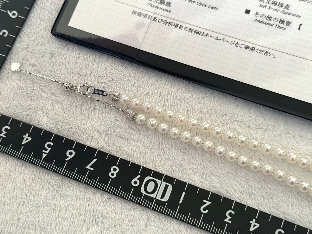 ミ*ル様 高品質美品最強照りオーロラロゼアコヤ真珠ベビーパールネックレス4.5-