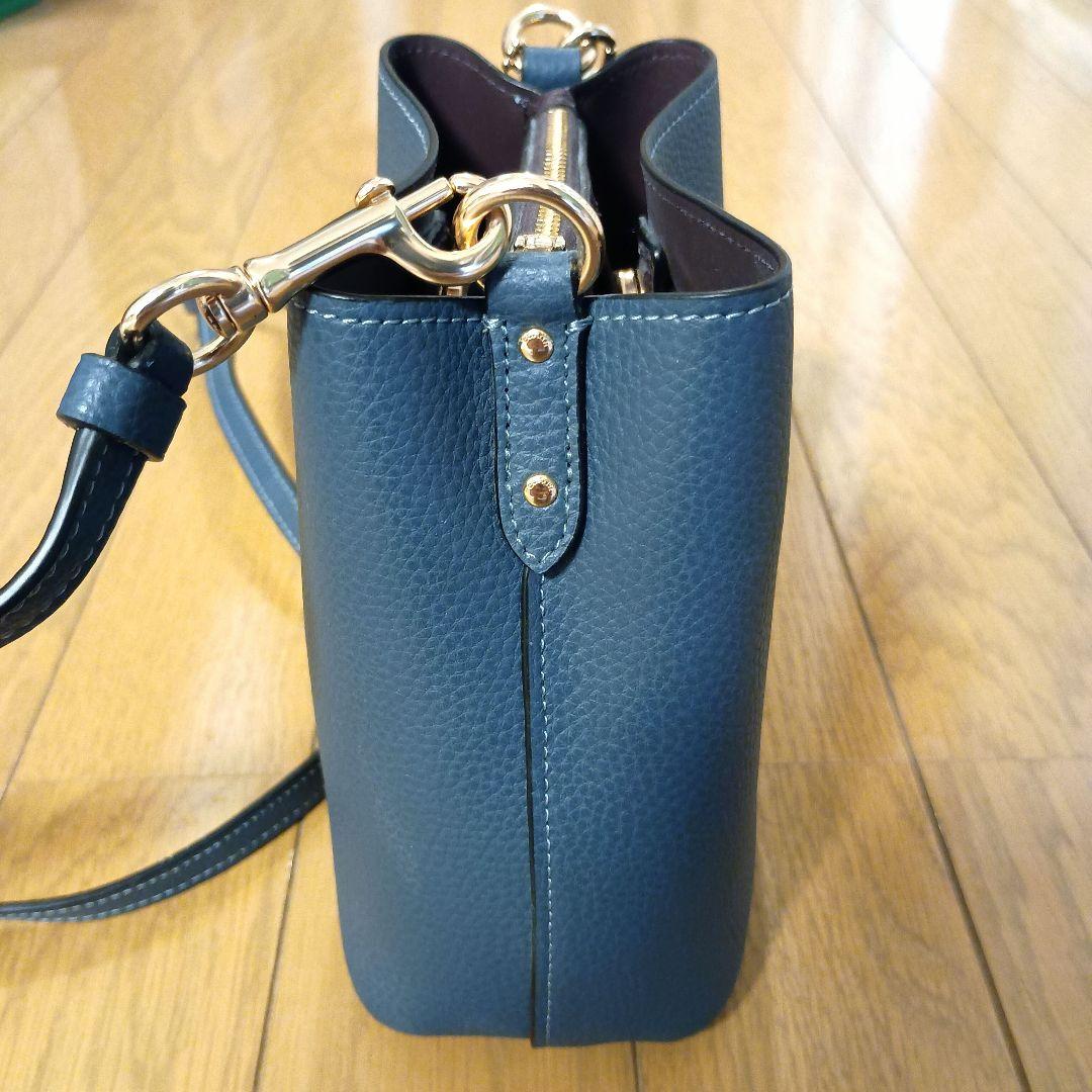 コーチ レザー スモールショルダーバッグ ブルー 青 COACH バケット