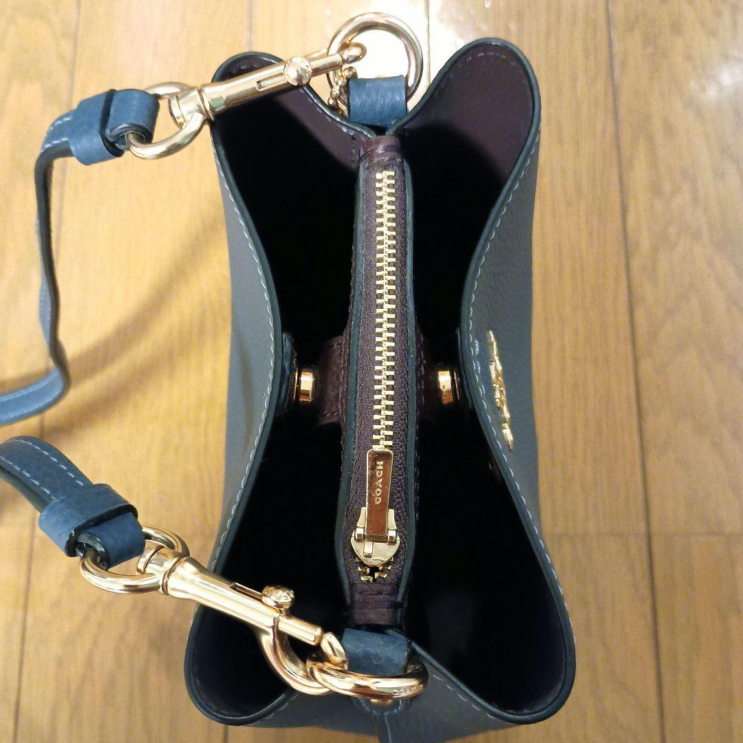 コーチ レザー スモールショルダーバッグ ブルー 青 COACH バケット