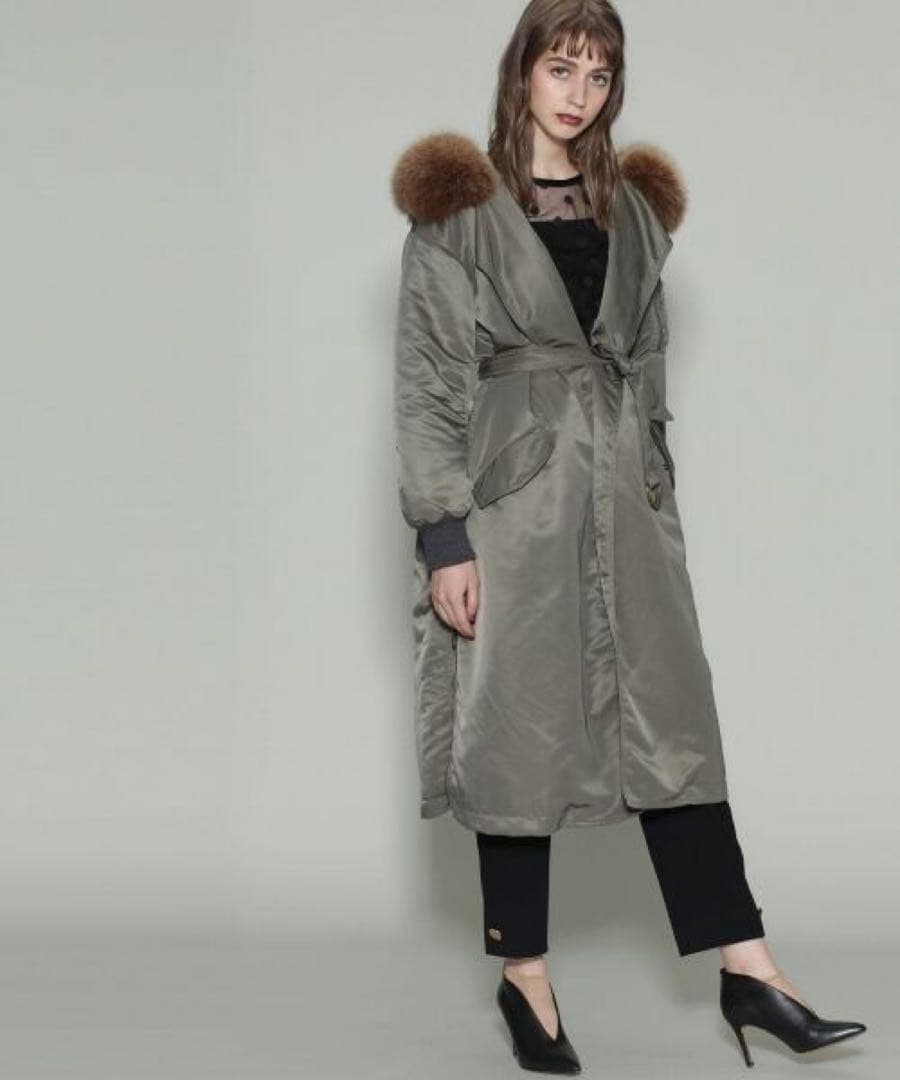 希少✧ グレースクラス ロングミリタリーコート フォックスファー 中綿入り38
