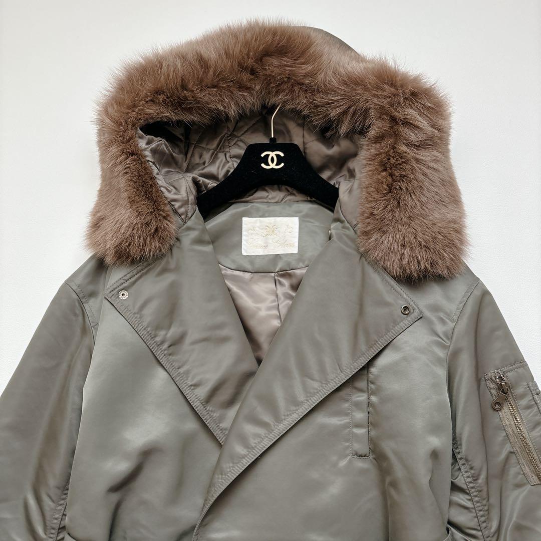 希少✧ グレースクラス ロングミリタリーコート フォックスファー 中綿入り38
