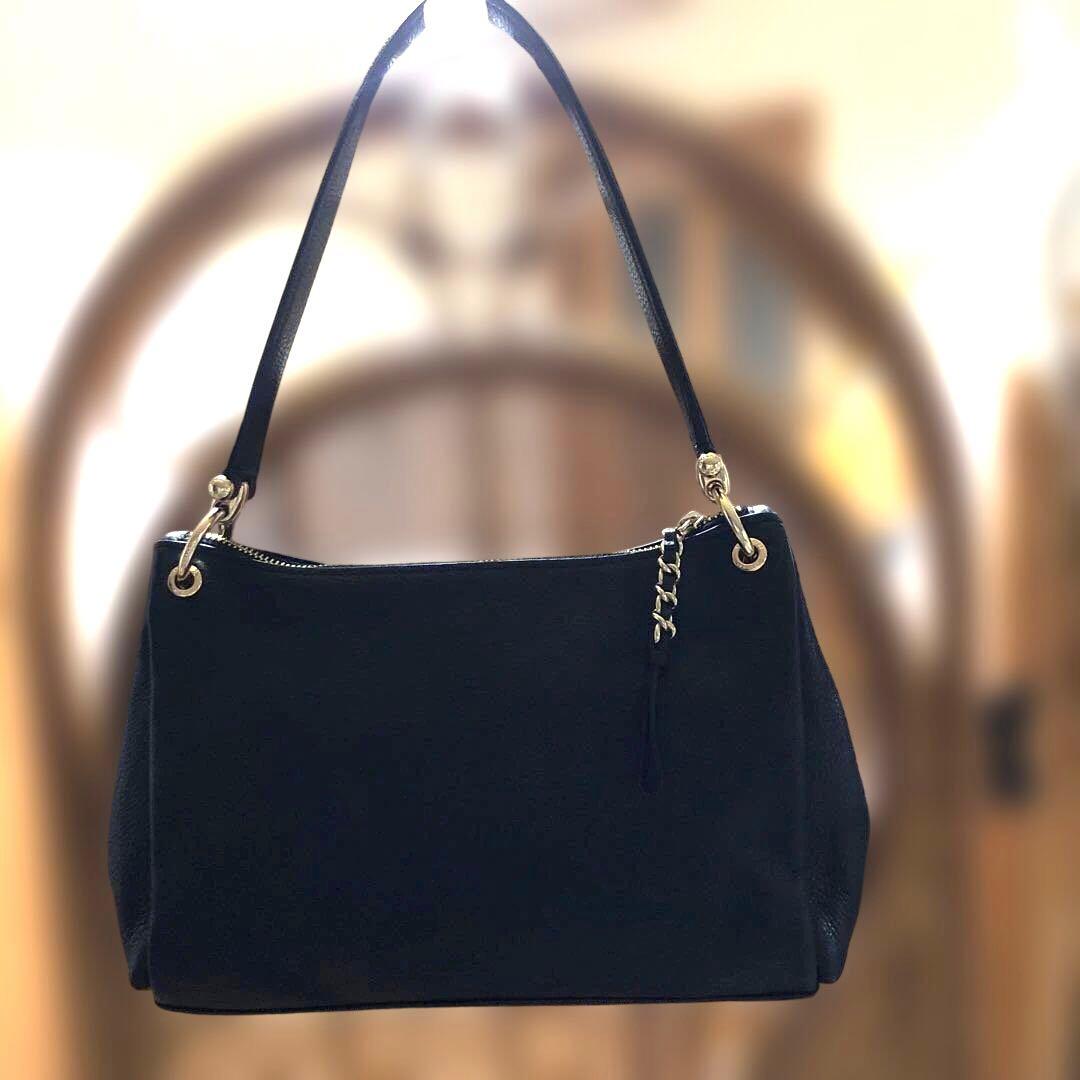 ［美品］コーチ　ミア　ワンショルダーバッグ　2way シボ革　ゴールド金具　黒