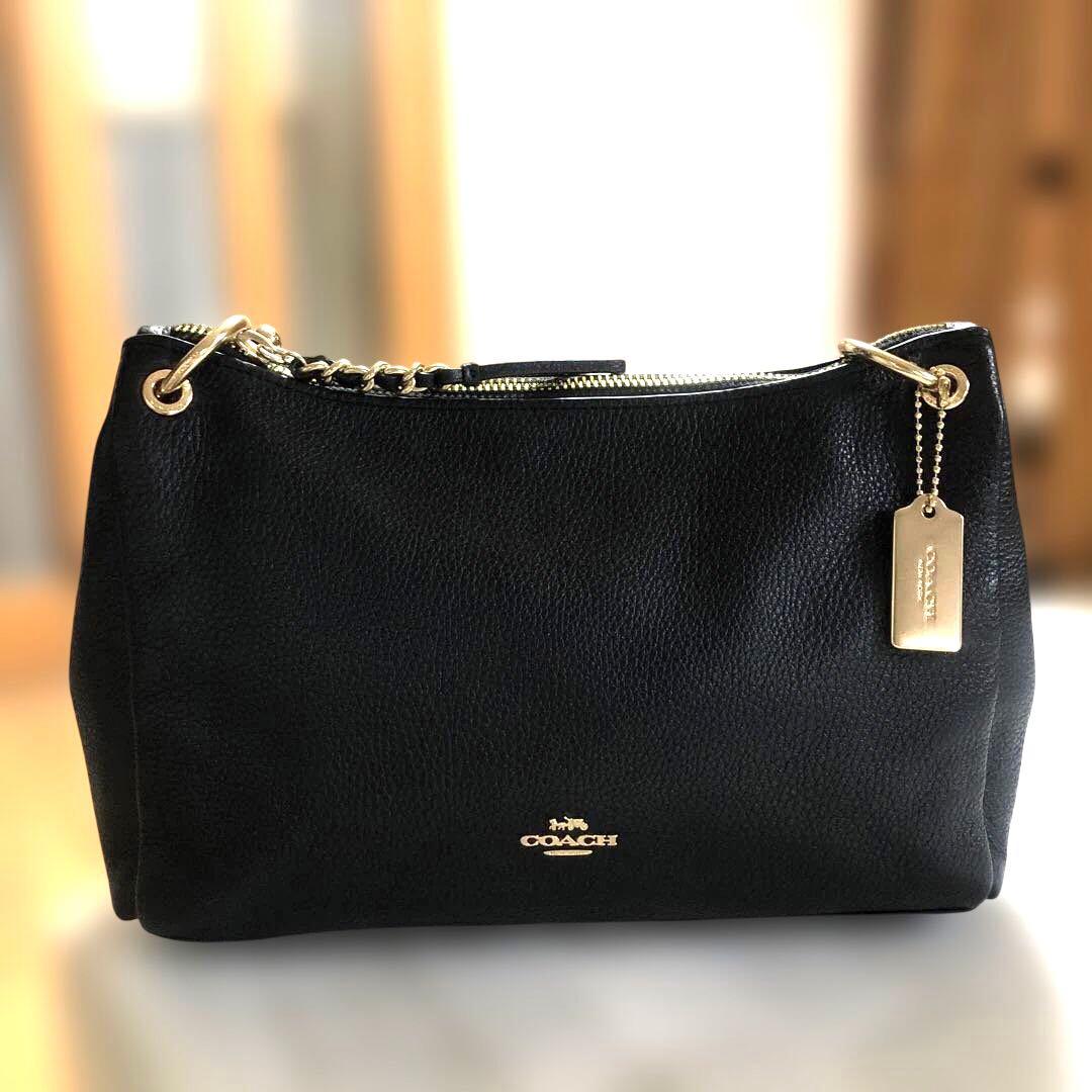 ［美品］コーチ　ミア　ワンショルダーバッグ　2way シボ革　ゴールド金具　黒