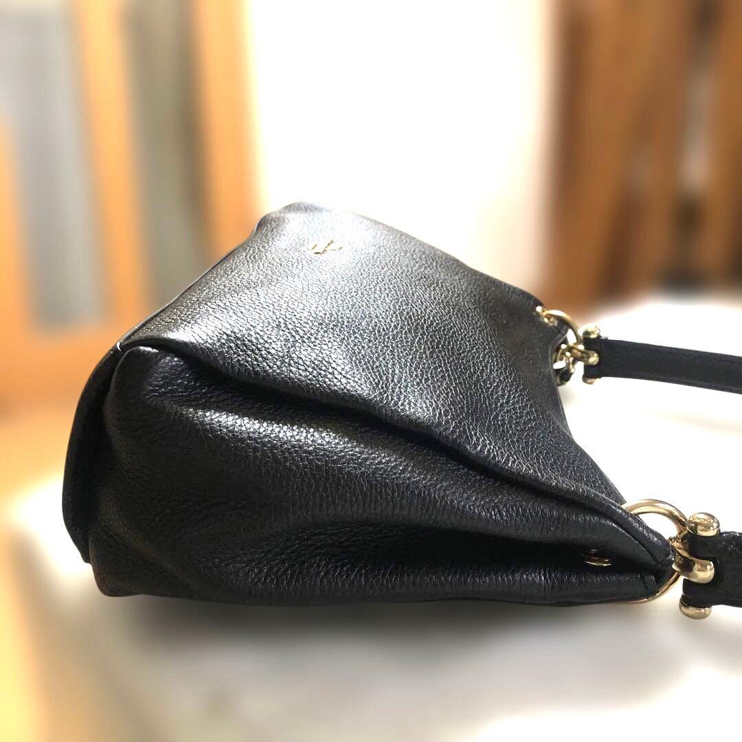 ［美品］コーチ　ミア　ワンショルダーバッグ　2way シボ革　ゴールド金具　黒