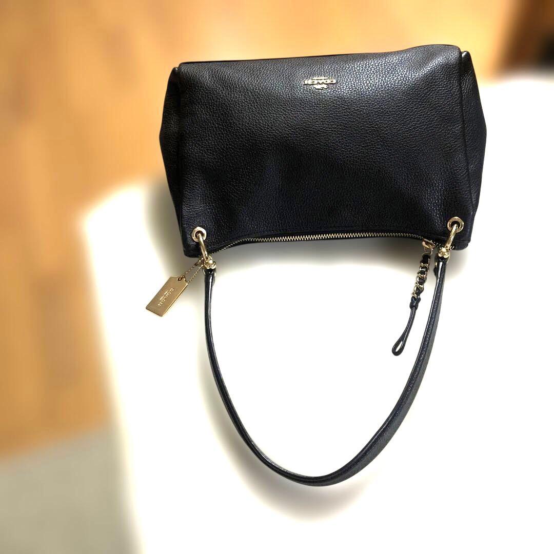 ［美品］コーチ　ミア　ワンショルダーバッグ　2way シボ革　ゴールド金具　黒