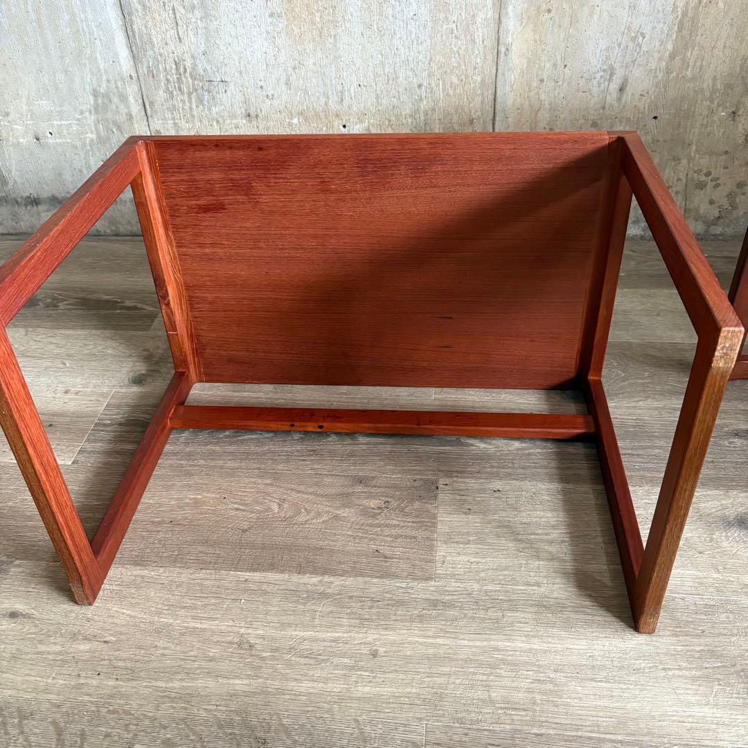 ヴィンテージ チーク材　無垢材　ネストテーブル　オイルフィニッシュ