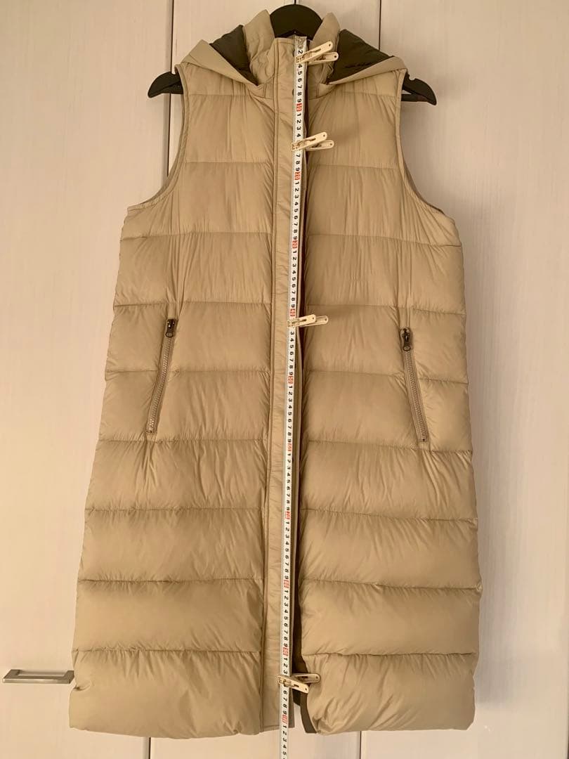 【Chiko 】ベージュ ダウンベスト フード付き ロング