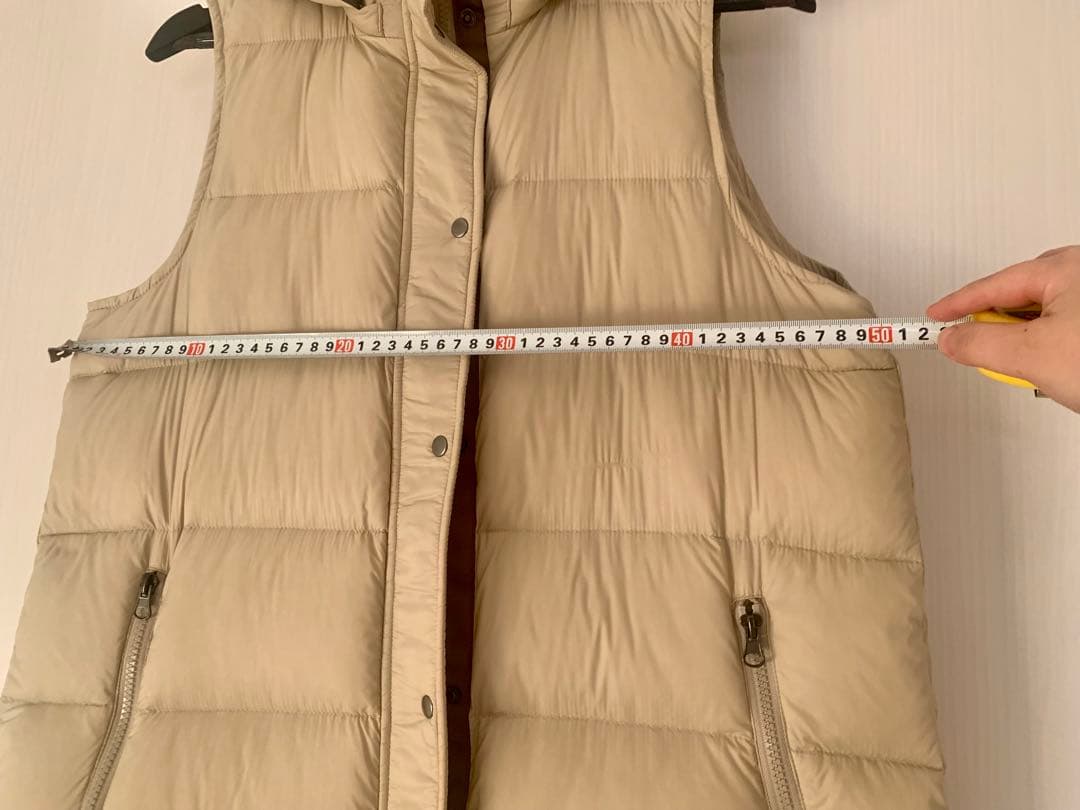 【Chiko 】ベージュ ダウンベスト フード付き ロング