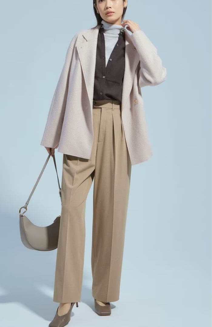 23区コンプレストパイル ライトアウター　ウール混紡 ジャケット 38ベージュ系