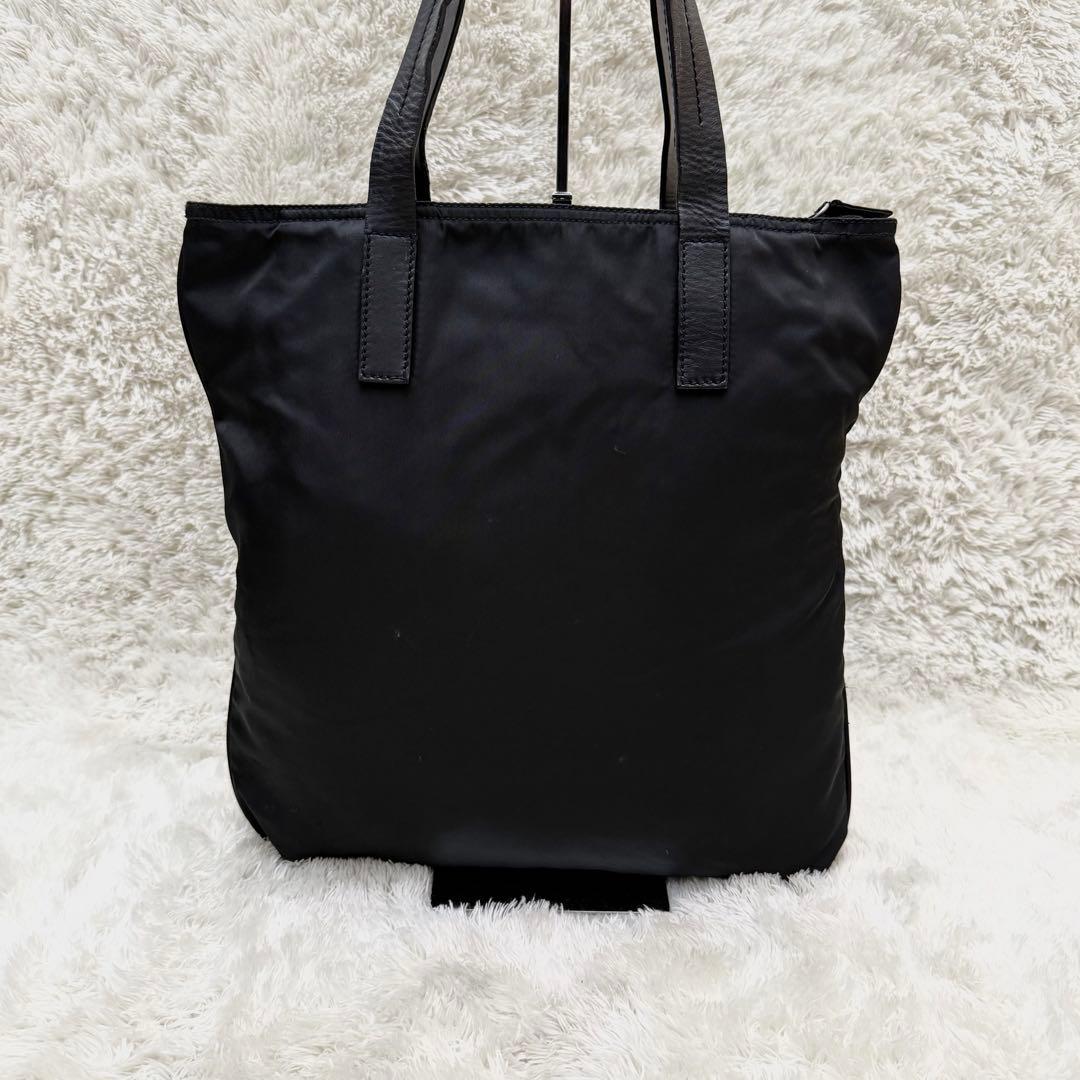 PRADAプラダ 三角ロゴ レザー トートバッグ 大容量 A4 黒 ナイロン