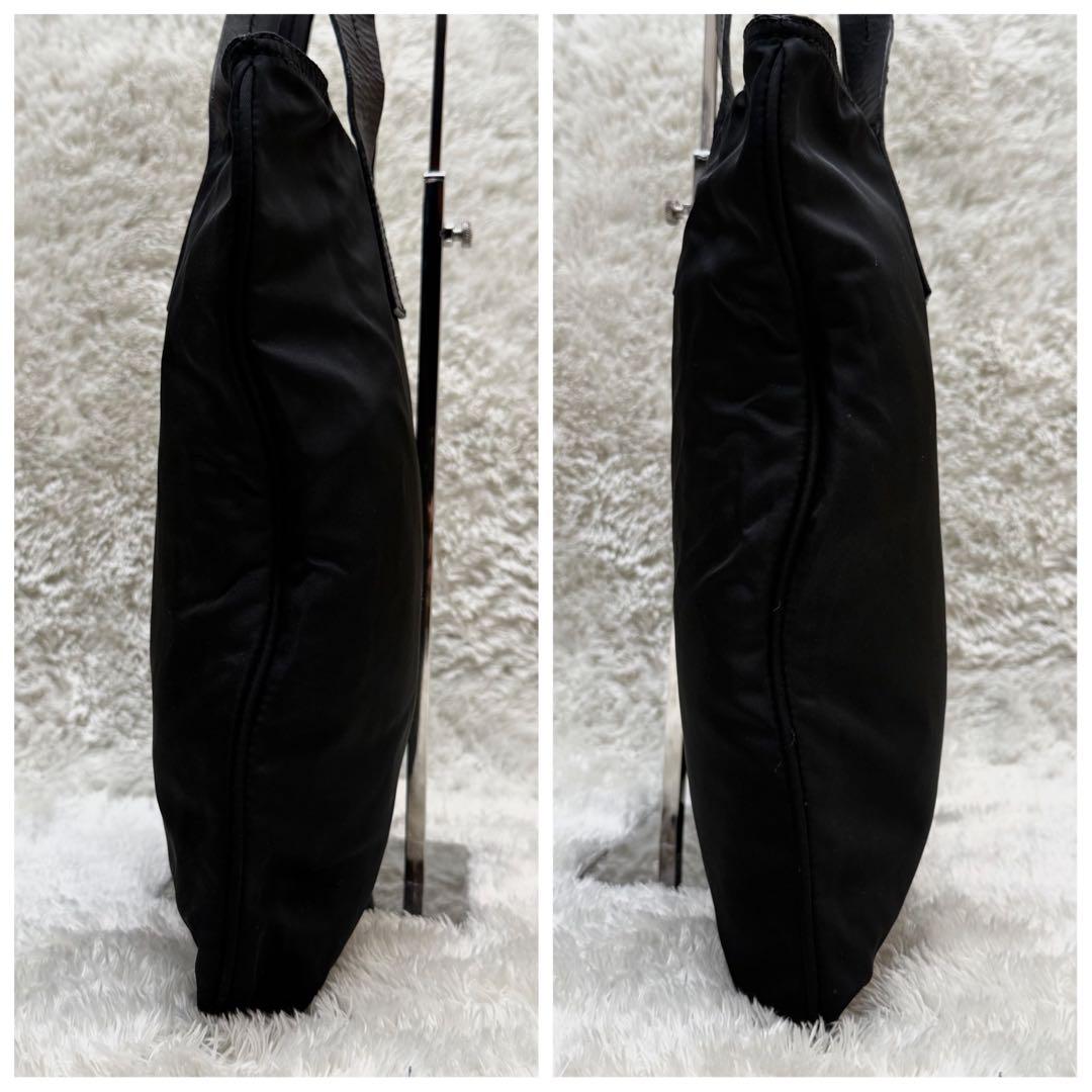 PRADAプラダ 三角ロゴ レザー トートバッグ 大容量 A4 黒 ナイロン