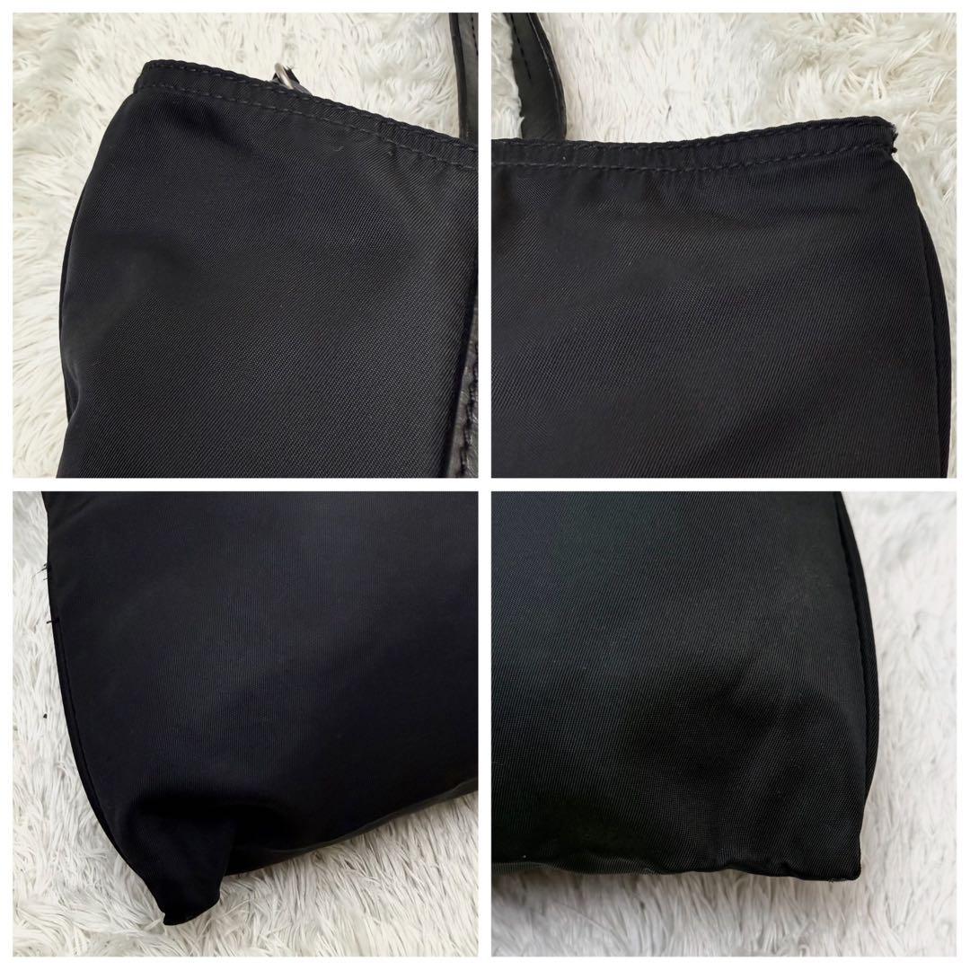 PRADAプラダ 三角ロゴ レザー トートバッグ 大容量 A4 黒 ナイロン