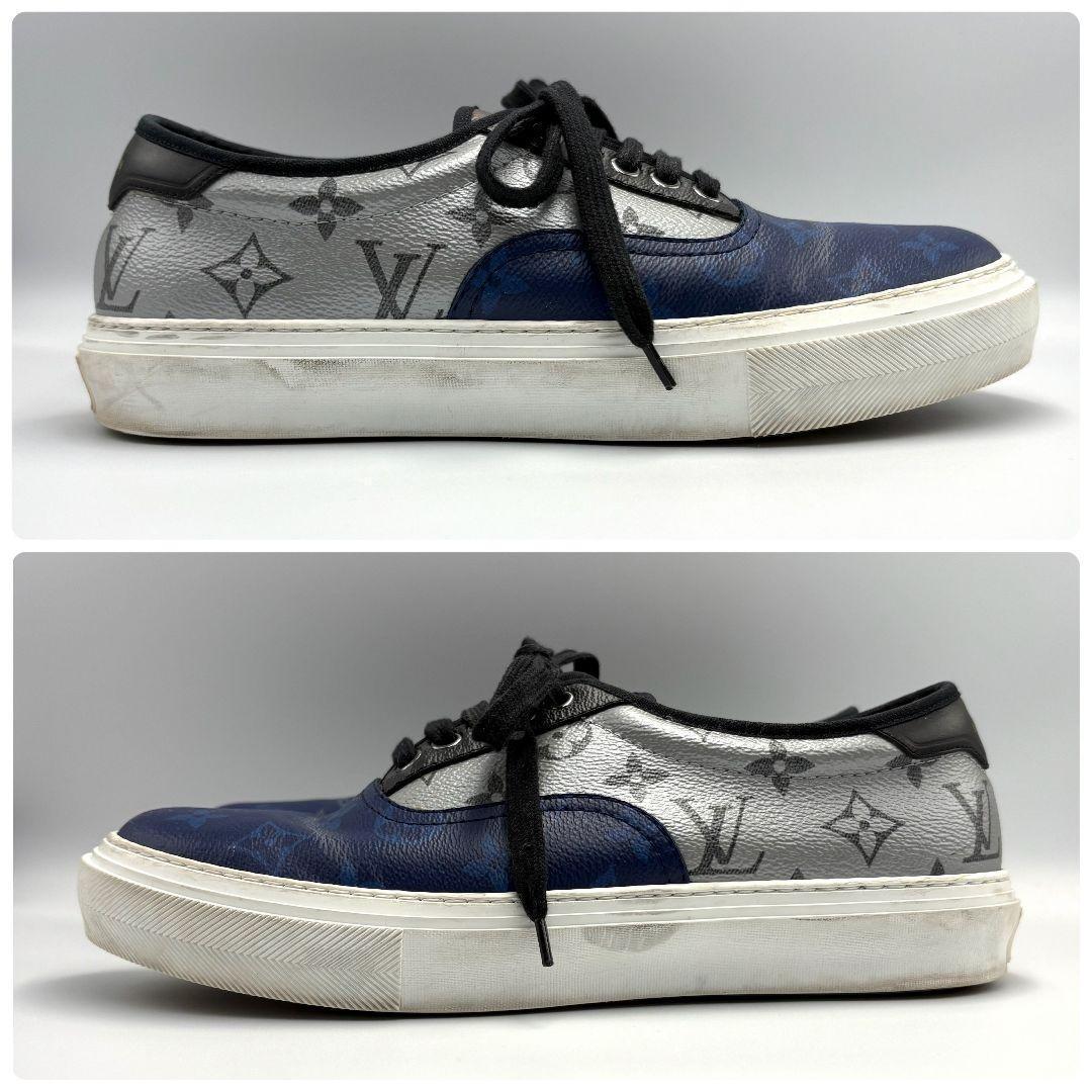 ルイヴィトン トロカデロライン モノグラム スニーカー PVC レザー 青 銀