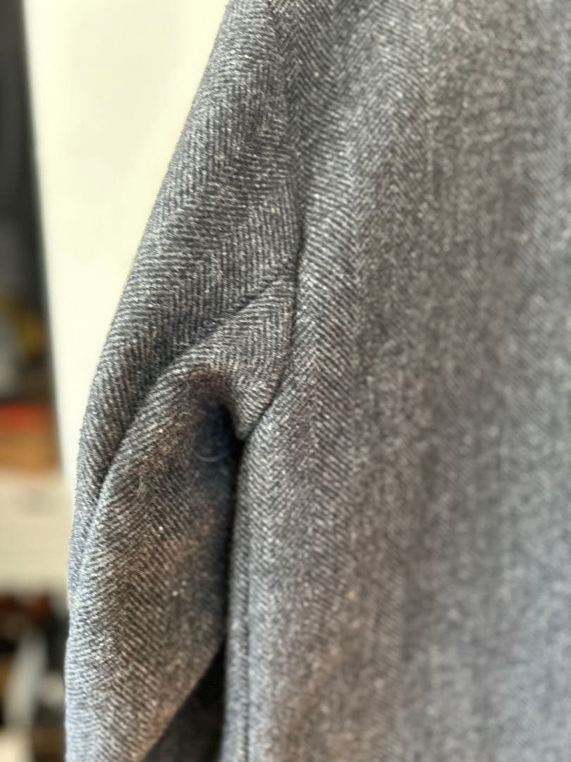 70s フレンチ ウール ヘリンボーン ハンティングコート ユーロ 動物ボタン